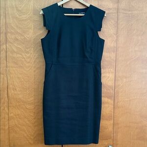 J. Crew Black Linen Midi Dress